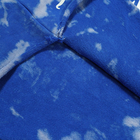 Sweatshirt Crewneck Tie Dye Biru Pria Gaya Hip Hop Streetwear, Cetak Slogan Kompas Dua Sisi, Cetak Petir, Raw Hem, Model Crop