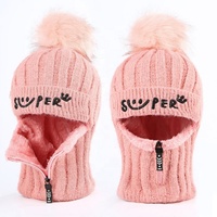 Bonnet d'hiver chaud en polaire pour homme, style tricoté, avec cache-cou intégré, anti-vent et anti-froid, en peluche épaisse, protection des oreilles pour femme, idéal pour les voyages