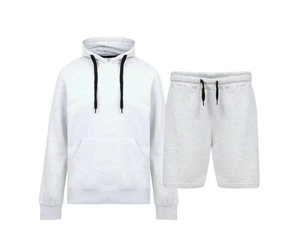 Conjunto de Sudadera con Capucha y Pantalones Cortos Casuales para Hombre, 400gsm, 100% Algodón, Felpa Transpirable - Product Image 2