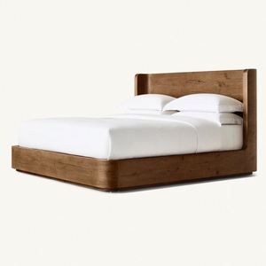 Meubles de chambre à coucher de luxe de style américain et européen, lit king size, cadre de lit en bois massif, plateforme de lit pour la maison - Product Image 3