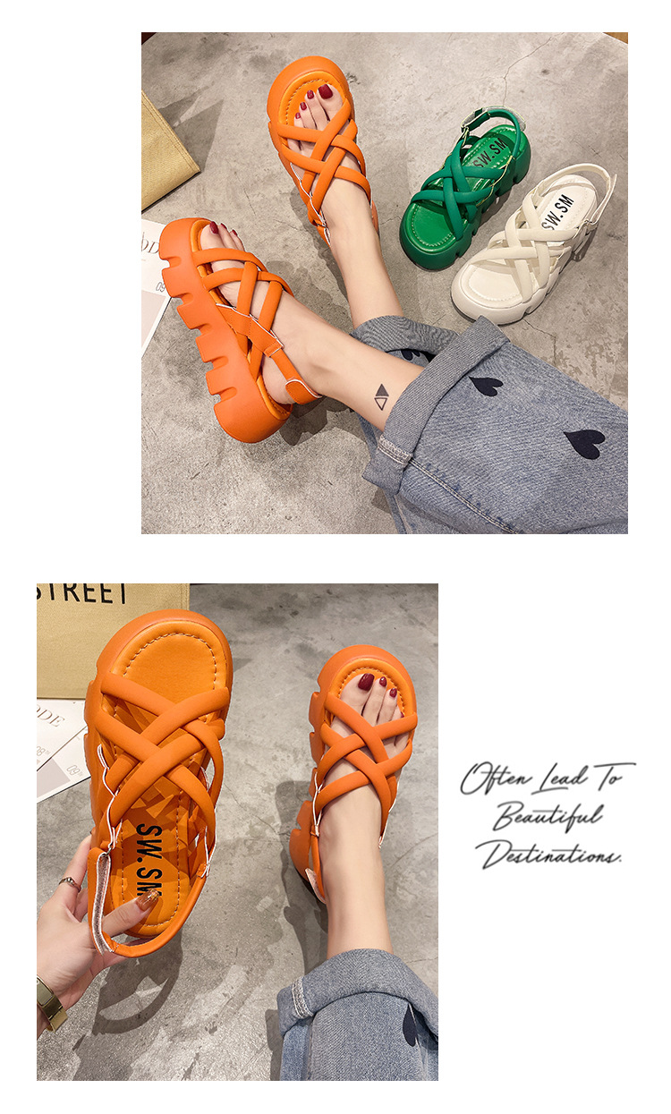 2023 New Sports Casual Sandals Thick Bottoming Outdoor Platform Beach Sandals Female