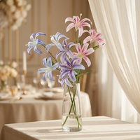 3-delige kunstmatige lelie van zijde, 3D bloem met stippen, bruiloftdecoratie, fotografie-accessoire