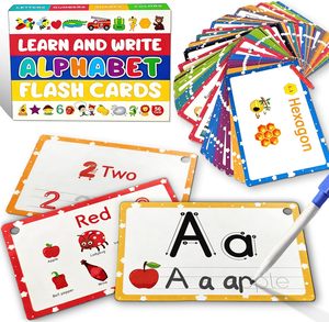 Cartes flash d'apprentissage de l'alphabet pour les tout-petits de 1 à 3 ans, jeu d'apprentissage du reconnaissance, chiffres épais, formes, cartes ABC, cartes de couleurs - Product Image 1
