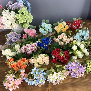 Bouquet de fleurs artificielles de <span class=keywords><strong>bégonia</strong></span> de haute qualité à 5 têtes, 32 cm, diamètre 5 cm, pour mariages, décoration intérieure, cadeau - Product Image 2