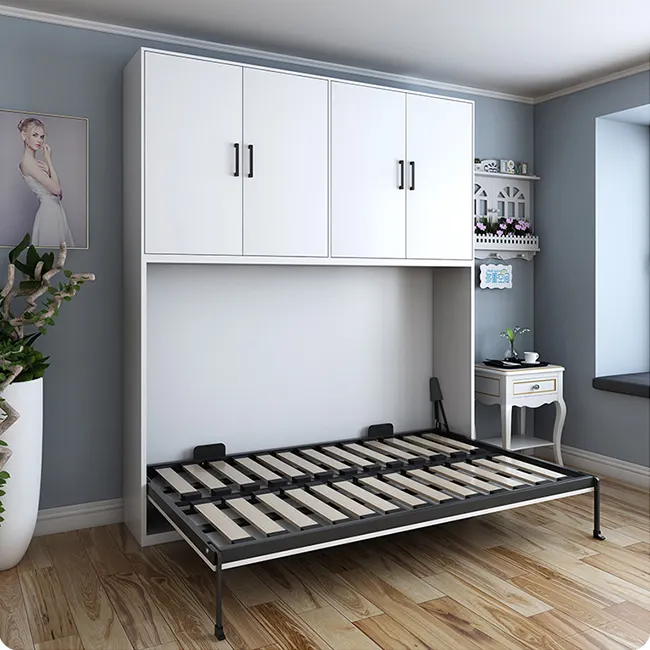 Easy to assemble wall beds hardware kit solid wood folding murphy bed with metal frame for bedroom