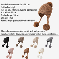 Chapeau en fourrure de lapin avec pompons, hiver, mode féminine, décontracté quotidien, doux, protège les oreilles, chaleur, chapeau pour femmes