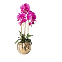 Maceta de Oro Artificial de Alta Gama, Planta de Orquídea de Tacto Real para el Hogar, Decoración para Hoteles, Jardines y Salas de Exposiciones