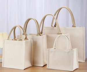 Sac en jute laminé écologique avec logo personnalisé, sac de plage réutilisable en lin, sacs de shopping en toile de jute - Product Image 2