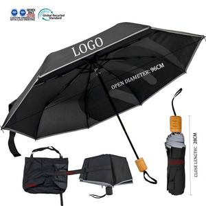 Parapluie UV pliable 3 volets <span class=keywords><strong>de</strong></span> qualité supérieure, écologique, noir, avec sac <span class=keywords><strong>de</strong></span> transport compact, idéal pour la voiture, les activités <span class=keywords><strong>de</strong></span> plein air et le sac à dos - Product Image 1