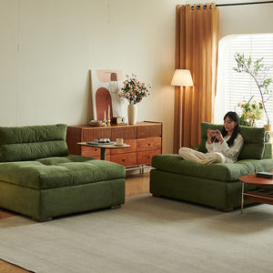 Divano Modulare Moderno a Tre Posti <span class=keywords><strong>Piemonte</strong></span> Stile Tofu Block per <span class=keywords><strong>Piccolo</strong></span> Appartamento Soggiorno Balcone Angolare a L in Tessuto Lattice e Spugna - Product Image 2