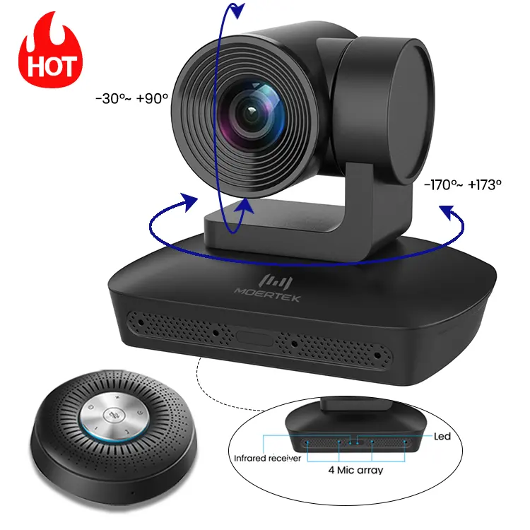 4K HD 1080P USB กล้องระบบการประชุม Ptz ติดตามอัตโนมัติอุปกรณ์การประชุมวิดีโอกล้องพร้อมไมโครโฟนลำโพง
