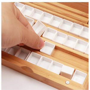 Palette d'art en bambou 36 compartiments pliable, boîte de rangement pour peinture aquarelle hydratante - Product Image 3