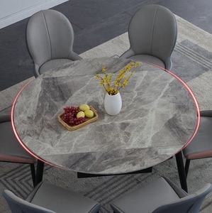 <span class=keywords><strong>Table</strong></span> à manger extensible rotative <span class=keywords><strong>ronde</strong></span> de qualité supérieure avec plateau en céramique, pieds en acier au carbone noir, base dorée, 8 places, moderne, pour la maison, l'hôtel - Product Image 5