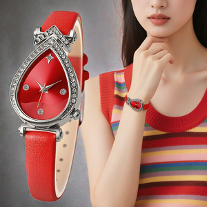 Customized Fashion Custom Logo Women's 30mm Chronograph Oval Alloy <b>Case</b> Glass Dial Pointer Quartz Leather <b>Watch</b> with Silver Band - Product Image 3