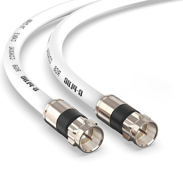 Coaxial Cable RG6 Coax Cable Cord, Male F Gold-Plated Nylon-Braided Digital TV Aerial AV with Angled Male to Female Adapter