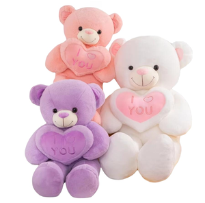 All'ingrosso peluche orsacchiotto di peluche con ti amo cuscino cuore imbottito decorazione per la casa di san valentino morbido grande orsacchiotto bambola - Product Image 1