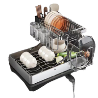 Étagère de cuisine multifonctionnelle de haute qualité à deux niveaux, résistante à l'eau, avec cadre robuste pour l'organisation des articles divers de cuisine