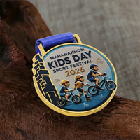 Médailles de festival sportif pour enfants, en alliage de zinc, avec pulvérisation de couleur 3D, pour course de vélo et course de draisienne pour enfants