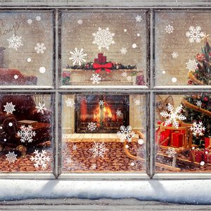 Meilleure vente de vinyle de qualité supérieure autocollant de fenêtre de Noël imprimé UV décalcomanie décorative en vinyle pour fenêtres en verre - Product Image 5