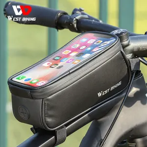 West biking bolsa para selo de bike, bolsa de fone de ouvido para bicicleta com tela sensível ao toque de 7 polegadas, ideal para ciclismo