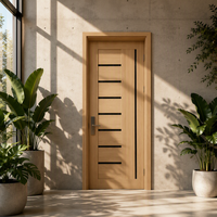 Portes intérieures commerciales modernes minimalistes en bois massif, étanches, avec insert en cristal de carbone, style ferme, à ouverture latérale