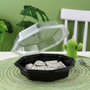 Restaurante ecológico de alta calidad, plástico <span class=keywords><strong>Rectangular</strong></span> negro, eliminación de PS, contenedor de ensalada para llevar comida - Product Image 4