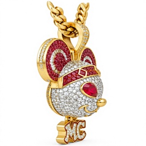 Orelia Luxe Hip Hop Cartoon <b>Rabbit</b> Pendant Necklace with Micro Insert Zircon Charm 925 Silver Gold Plated Jewelry for Party Gift - Product Image 3