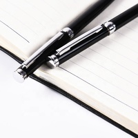 Stylo bille fin en métal personnalisé JR NMHHL-002 avec logo, largeur d'écriture 0,7 mm, gravure laser, encre noire/bleue, argent/or