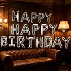 High-quality party supplies and decorations Happy Birthday Silver Balloon Letter Set 45CM 12 pcs Bag Party Decorations - Product Image 6