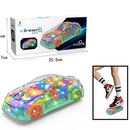 RFD TOYS-coche eléctrico transparente para niños, coche de juguete con luz giratoria, engranaje B O musical creativo