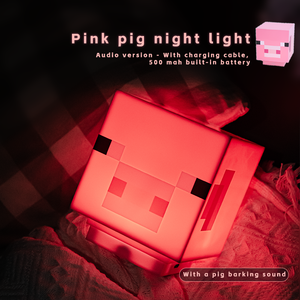 Los bloques de píxeles Pink Piggy Nightlight pueden hacer sonidos para enviar a los niños amigos regalos de cumpleaños adornos de animales recargables - Product Image 2
