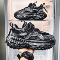 Chaussures de sport décontractées tendance pour hommes, nouvelle collection, semelle épaisse, rehaussantes, antidérapantes, légères, style papa, rétro, color-block