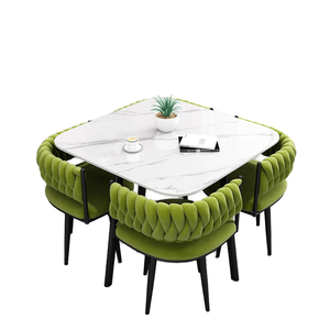 Light Luxury Longstar Miyu Decorative Stone Slab Coffee Dining <b>Table</b> Modern Steel Frame Reception Negotiation <b>Table</b> Chair - Product Image 1
