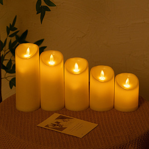 Indoor Decoration <strong>Tall</strong> Ivory Auto-Moving 3D Wick Battery Operated Flameless LED Plastic Pillar <strong>Candles</strong> for Concert Holiday - Product Image 3