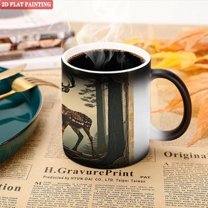 Blank DIY Craft <b>Ceramic</b> <b>Cup</b> 11oz Frosted Black Heat Activated Color Changing Coffee Tea Mug - Product Image 5