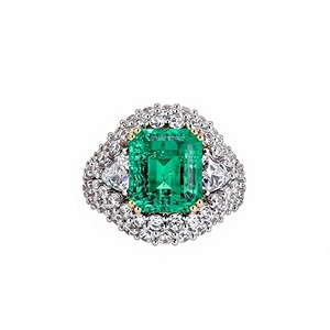 Anillos de moda, anillo de cóctel con corte esmeralda, plata 925, engaste pavé, joyería fina de lujo para mujer - Product Image 1