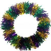 Guirlande de Mardi Gras en Tinsel, Rond, Violet, Or, Vert, Décoration Suspendue pour Porte, Mur, Fête, Carnaval