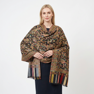 Antique Indian Long Kani <b>Shawls</b> Handmade Pashmina Cashmere Wool Silk Woven Satin Premium Upmarket Kashmir Pattern Breathable - Product Image 4