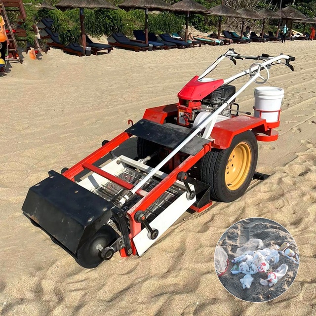 Durable Hand Push Sand Cleaning Machine Portable for Seaside Beach Shell and Debris Collecting and Raking