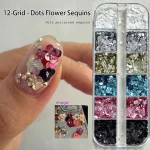 12 Rejillas <span class=keywords><strong>de</strong></span> Lentejuelas <span class=keywords><strong>de</strong></span> <span class=keywords><strong>Uñas</strong></span> con Diseño Floral, Purpurina Holográfica Redonda, Decoración DIY para <span class=keywords><strong>Uñas</strong></span>, Tela y Fundas <span class=keywords><strong>de</strong></span> Teléfono - Product Image 2