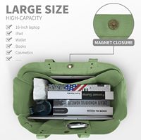 Große Canvas-Tragetasche für Damen Allzwecktasche mit Taschen und Laptopfach Individuelles Logo Wiederverwendbare Schultertasche