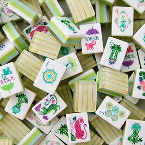 Juego de Fichas de Mahjong <span class=keywords><strong>Americano</strong></span> Oh My de Lujo, Personalizado al por Mayor, de Bambú Palm Royale, de 4 Capas, Grabado, con Acrílico en Capas, 160 Fichas - Product Image 1