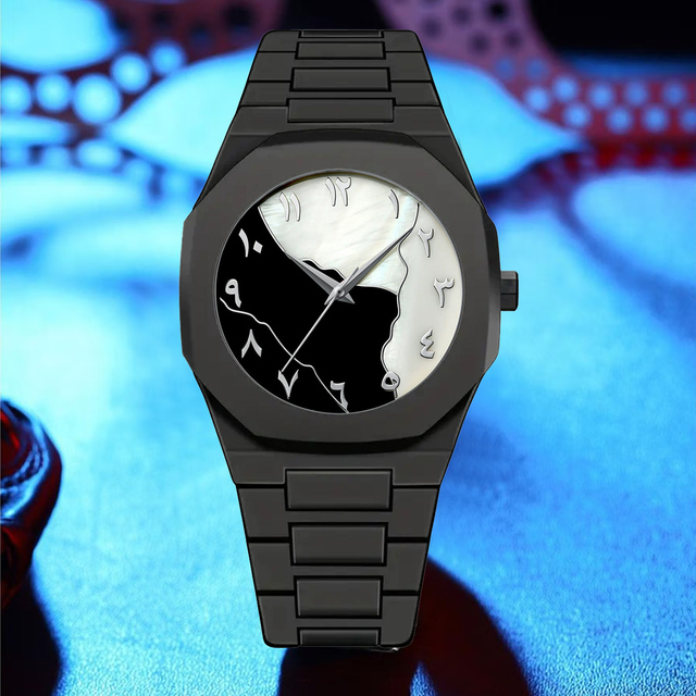 Stylish Men's Quartz Watch-Trendy Minimalist Design with Matte Black & White Finish Plastic Band & Glass Dial Window