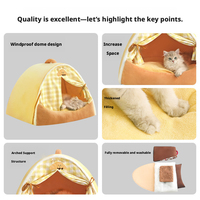 Coussin pour animaux de compagnie, type maison, villa, nid, semi-fermé, chaud pour l'hiver, amovible, lavable, pour le sommeil et la sieste, sécurisé, confortable et douillet