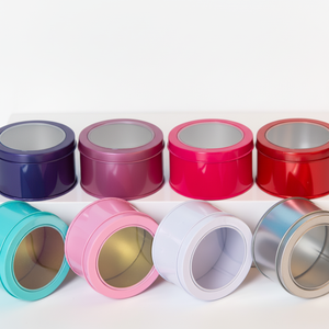 Caja Redonda de Metal para Almacenamiento de Dulces y Bocadillos Personalizada al por Mayor con Tapa Transparente - Product Image 2