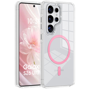 Coque de téléphone portable magnétique transparente en gros avec paillettes pour <span class=keywords><strong>Samsung</strong></span> S26 S25 S24 S23 Ultra, protection antichoc compatible iPhone - Product Image 1