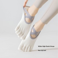 Chaussettes de yoga à cinq doigts pour femmes, antidérapantes, professionnelles, pour sols intérieurs, danse et Pilates