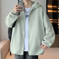 Veste à capuche zippée pour homme, manches longues, coupe ample, motif uni, style coréen, nouvelle collection automne 2025, tendance jeune
