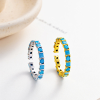 Bagues de fête ajustables en argent sterling S925 plaqué or et rhodium avec turquoise, bijoux fins, vente en gros, OEM ODM, pour femmes, directement de l'usine