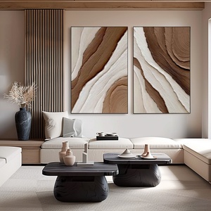 Pintura al Óleo Texturizada 3D en Tono Beige Curry, Arte Moderno Abstracto Contemporáneo, Soluciones de Decoración de Pared, Arte Texturizado 3D para Decoración de Paredes - Product Image 1